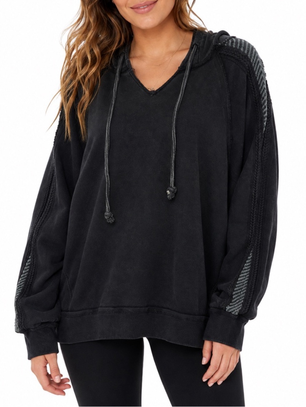 Oli & Hali oversized Black mineral wash hoodie, size Large